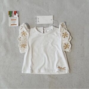 White Kids Top with Lace Sleeves